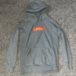 Fw17 Supreme Box Logo Hooded Sweatshirt Heather Grey White Orange